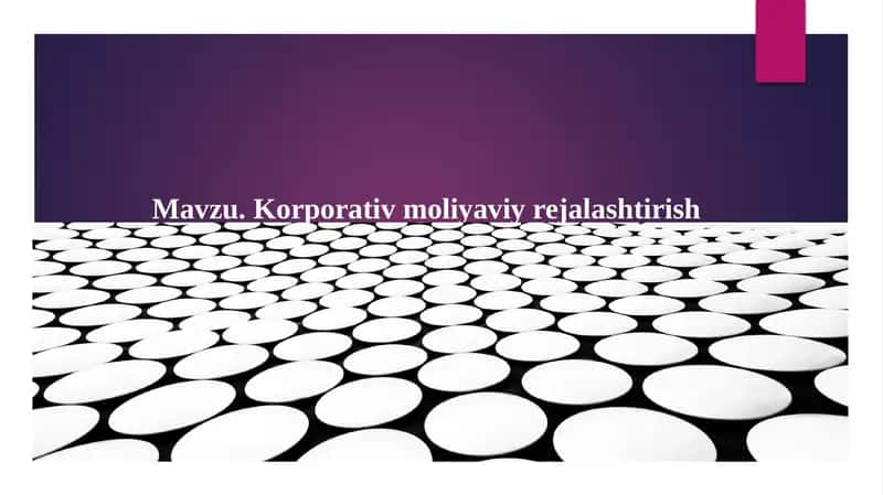 Korporativ moliya viyrejalashtirish 1