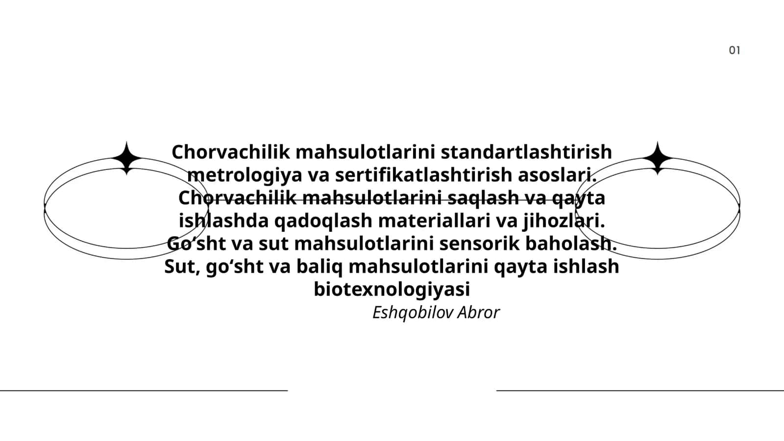 Chorvachilik mahsulotlarini standartlashtirish 1