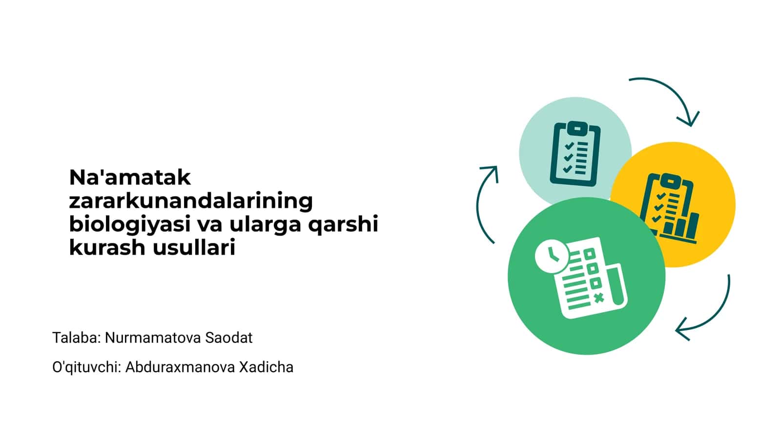 Na'amatak zararkunandalarining biologiyasi va ularga qarshi kurash usullari 1