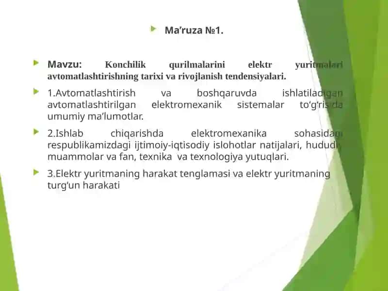 Ma’ruza №1