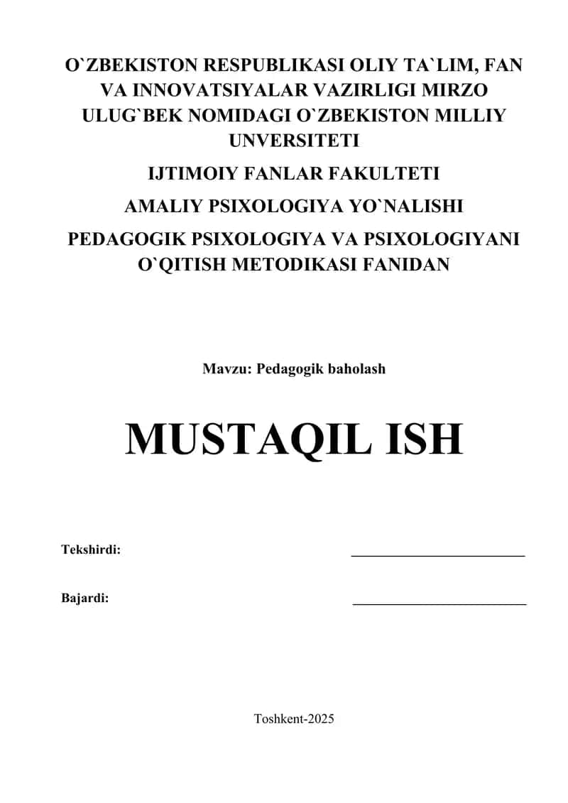 Pedagogik baholash 1