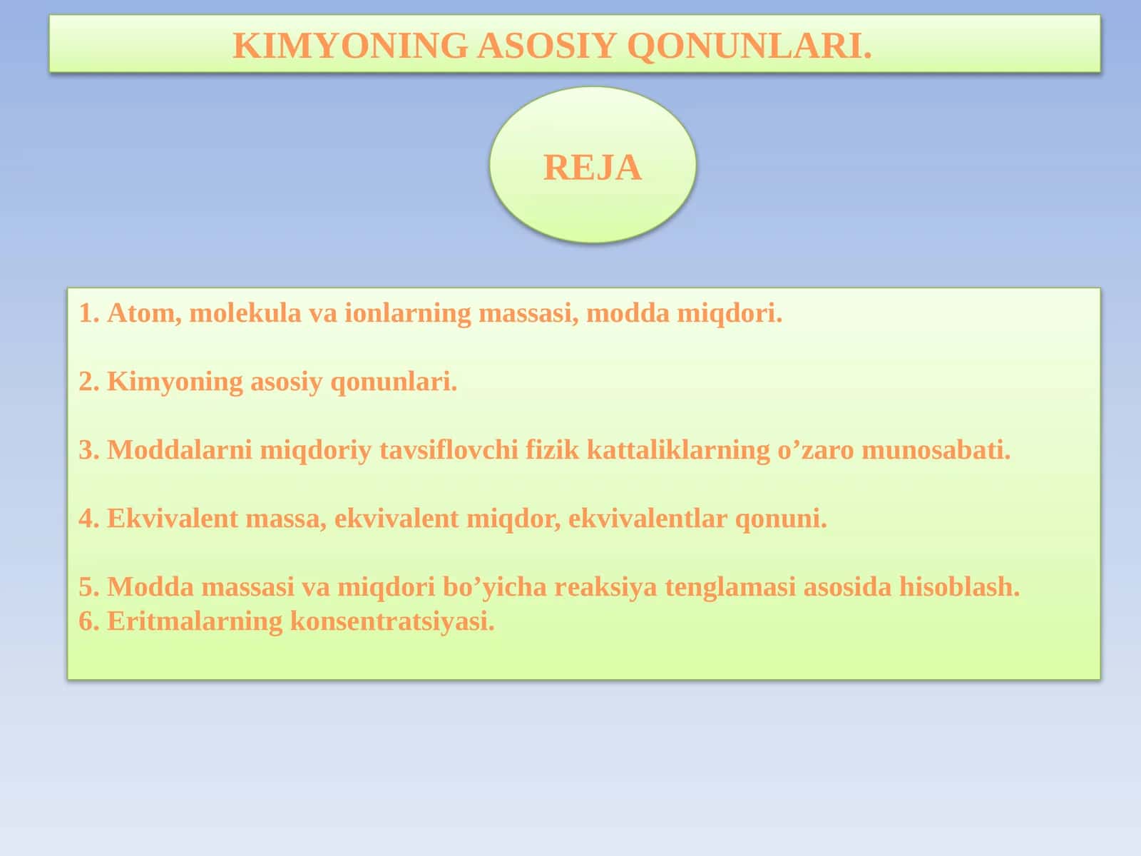 Kimyoning asosiy qonunlari 1