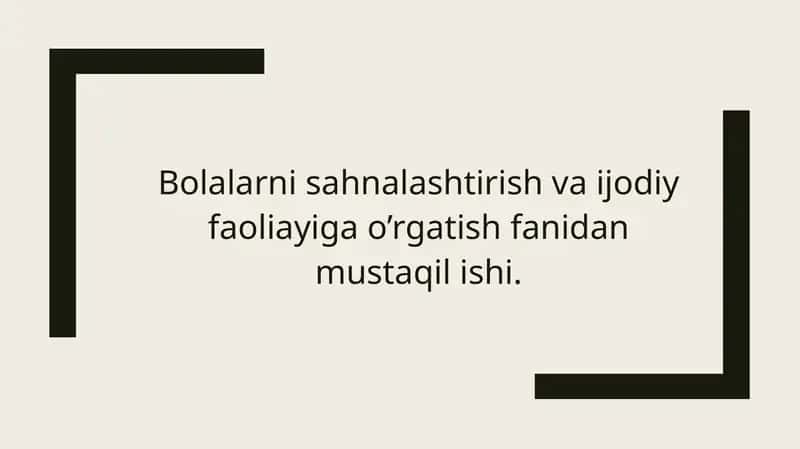 sahnalashtirush va ijodiy qobiliyat 1