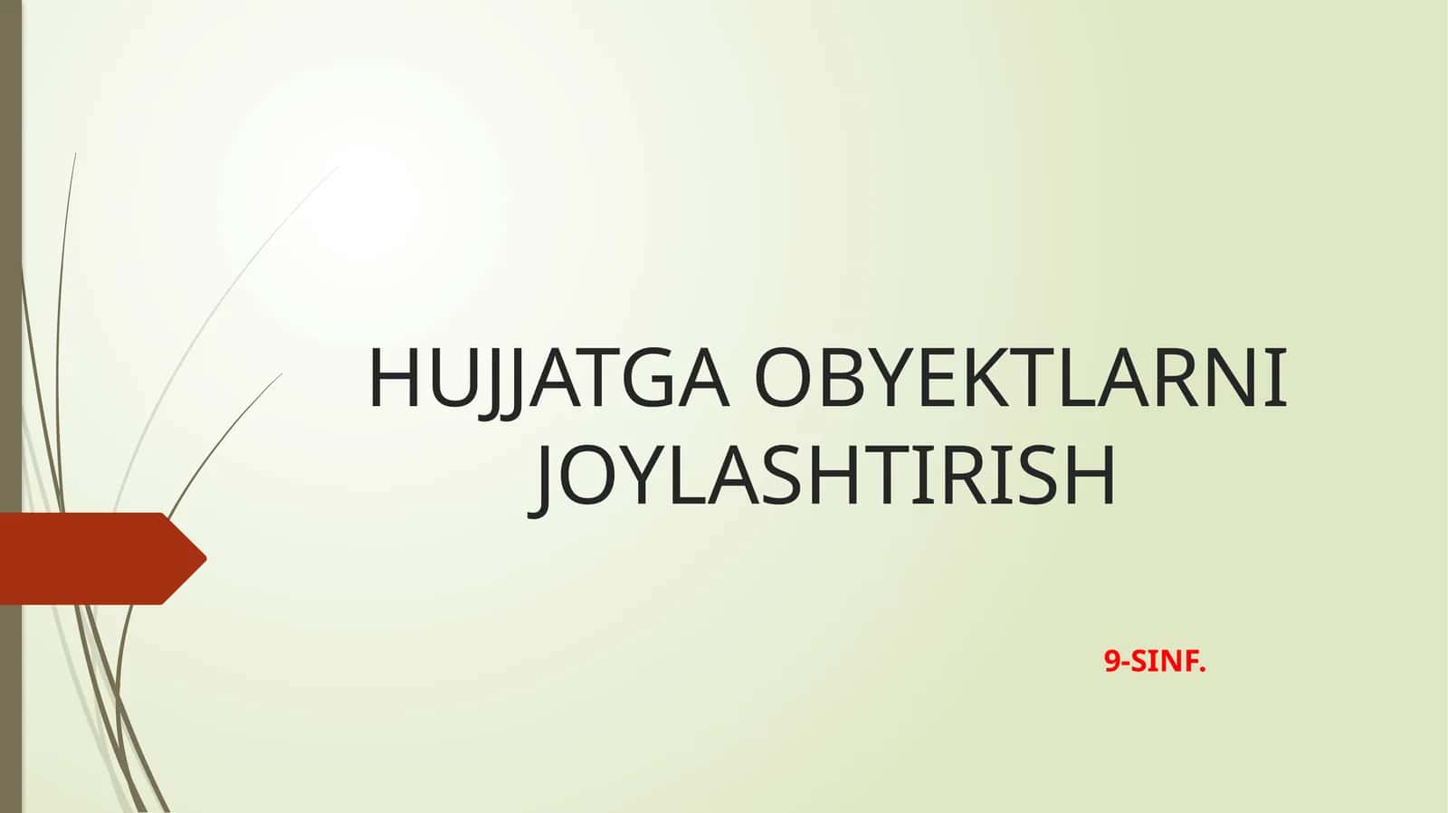 HUJJATGA OBYEKTLARNI JOYLASHTIRISH 1