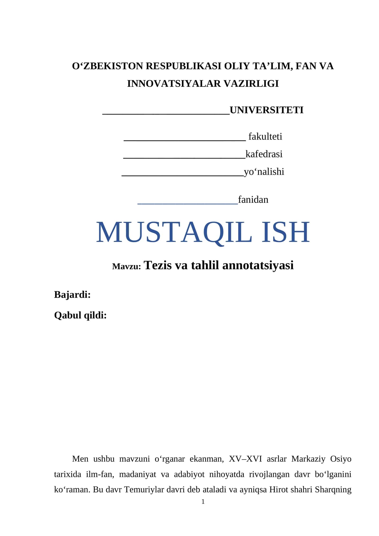 Tezis va tahlil annotatsiyasi 1