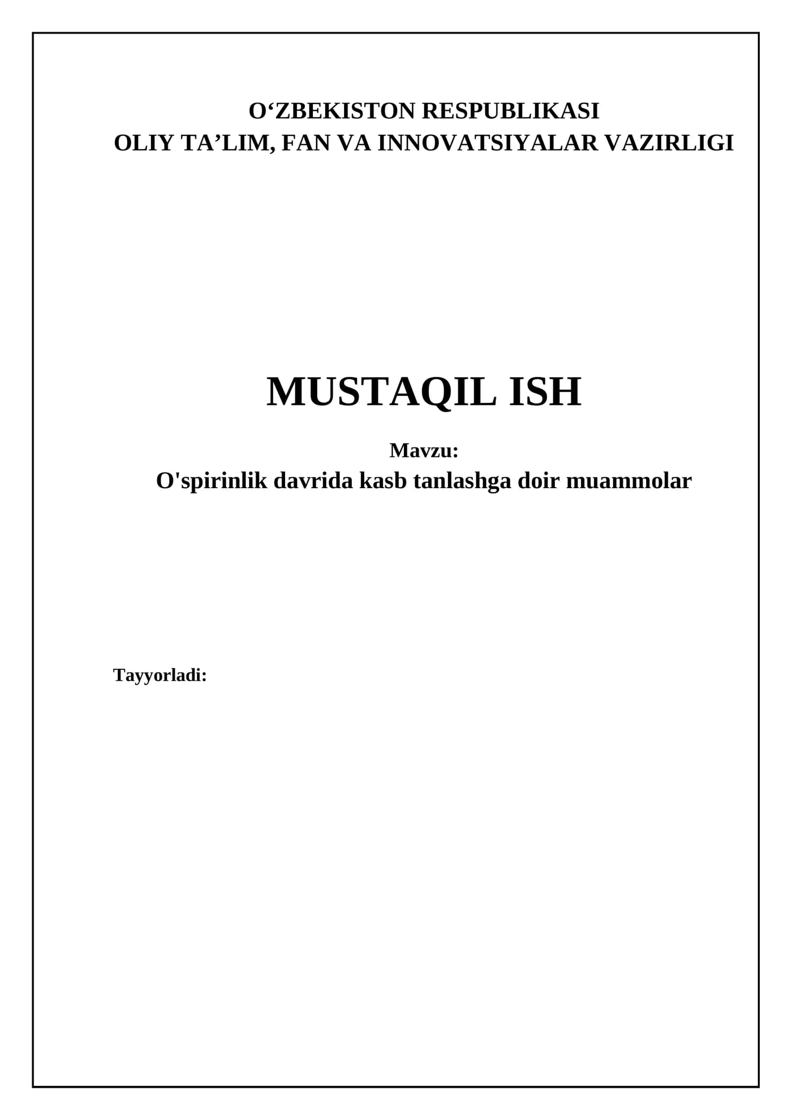 O'smirlik davrida kasb tanlash muammolari: Asosiy omillar 1