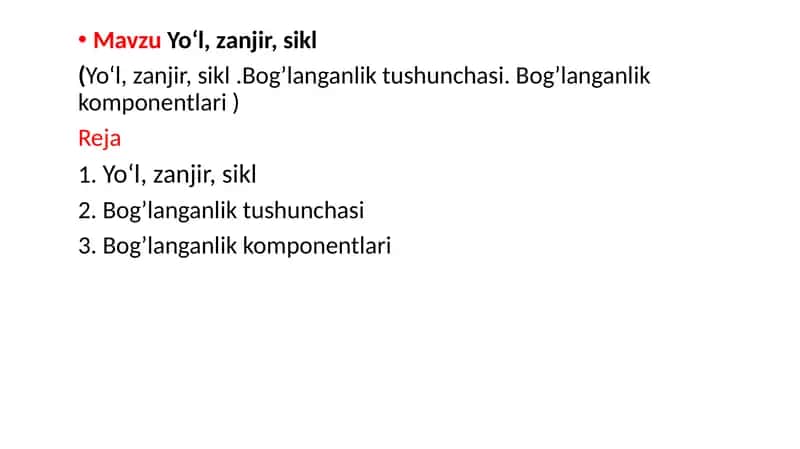 Yo‘l, zanjir, sikl 1