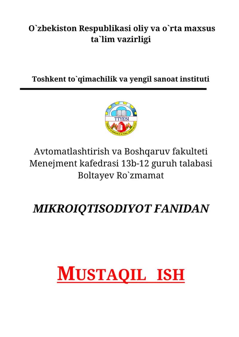 DAVLATNING BOZORGA TA’SIRINI BAHOLASH VA RAQOBATLASHGAN BOZOR SAMARADORLIGI 1