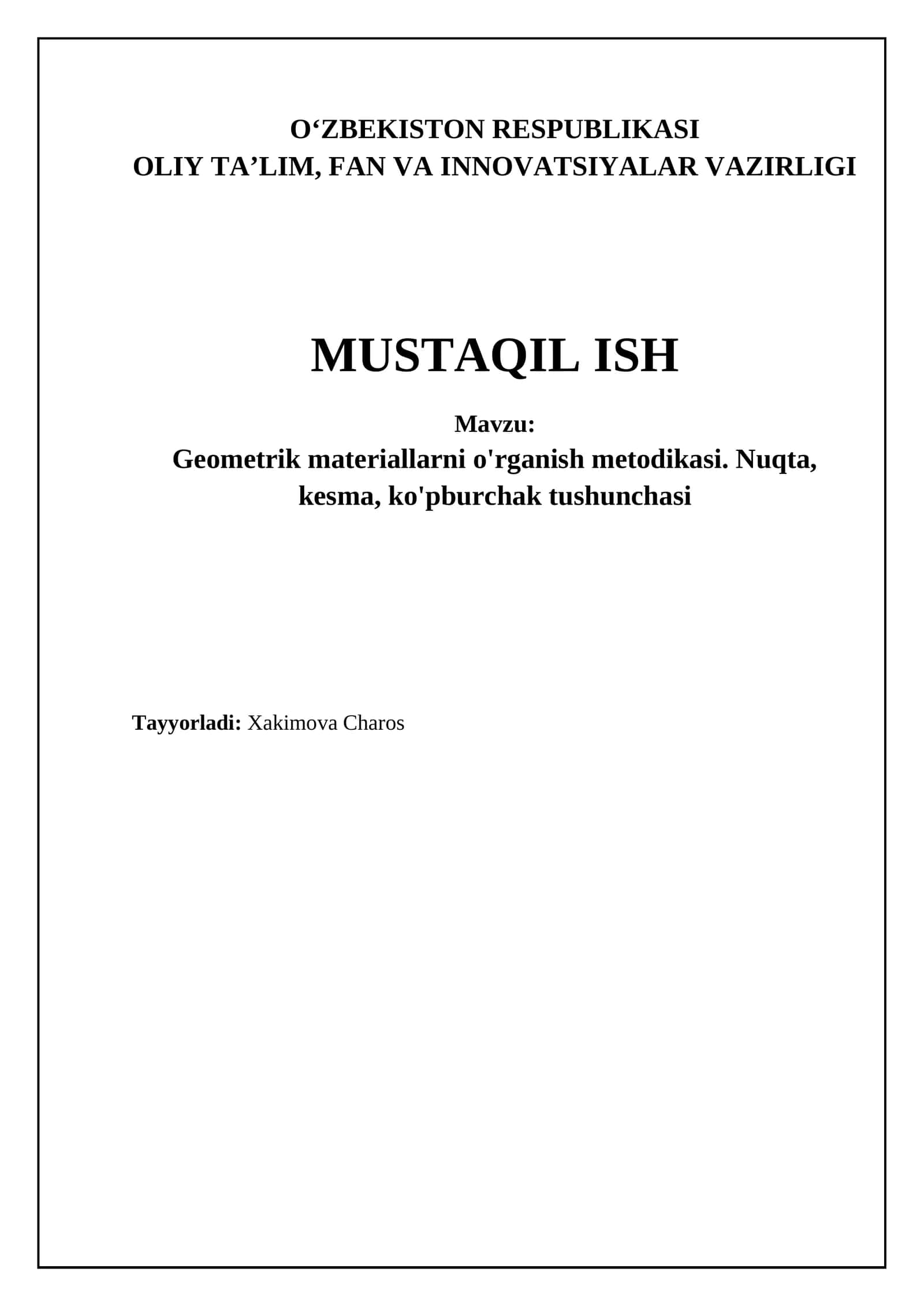 Geometrik materiallarni o'rganish metodlari 1