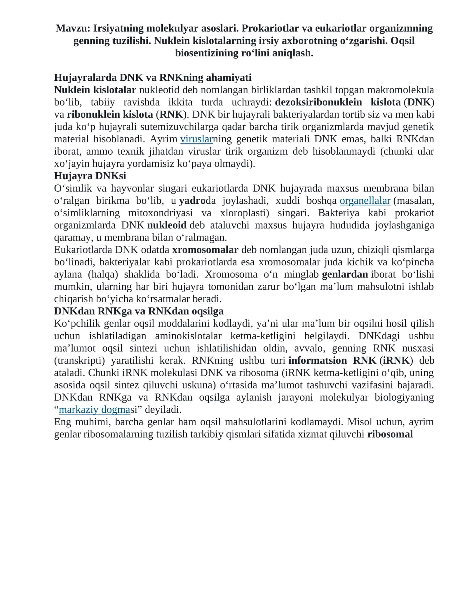 Irsiyatning Molekulyar Asoslari 1