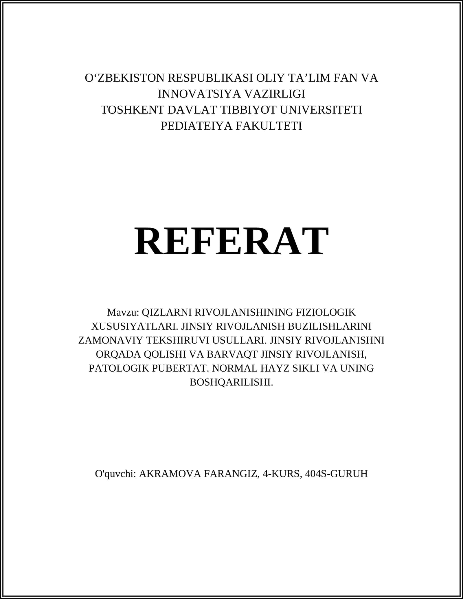 QIZLARNI RIVOJLANISHINING FIZIOLOGIK XUSUSIYATLARI 1