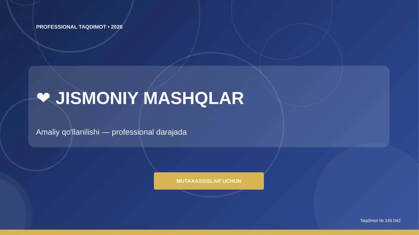 Jismoniy mashqlar: amaliy qo'llanilishi (professional darajada) [mutaxassislar uchun] 1