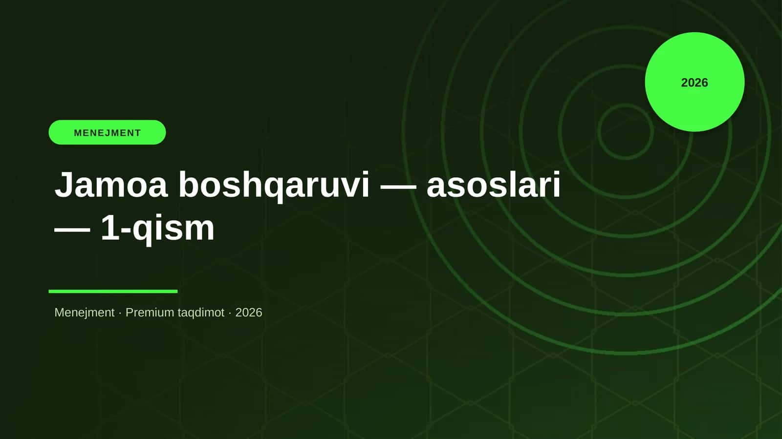 Jamoa boshqaruvi — asoslari — 1-qism 1