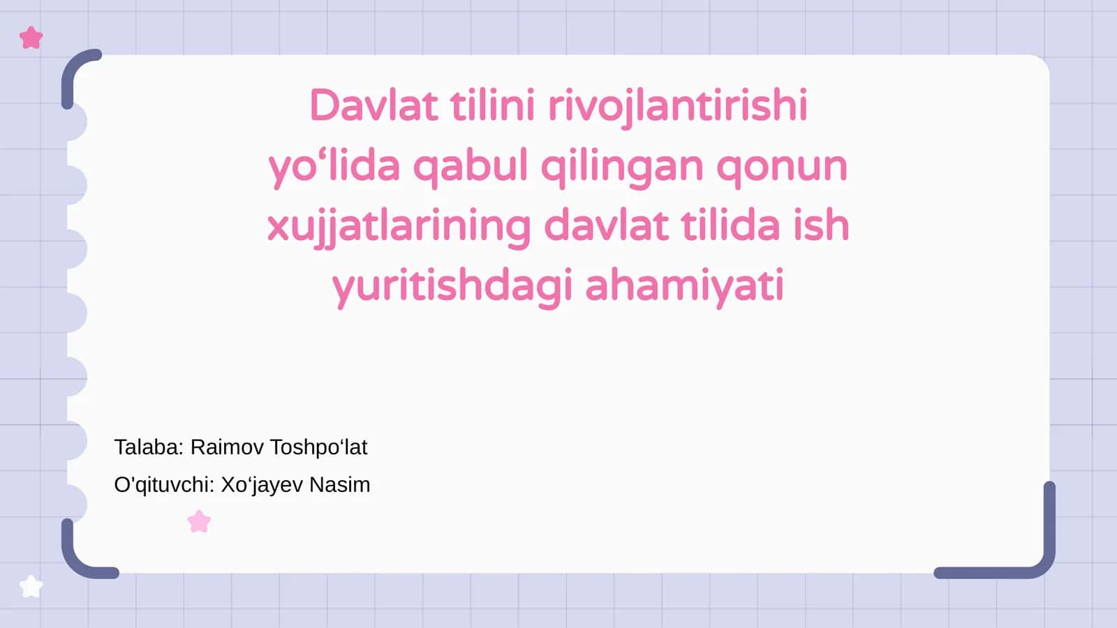 Davlat tilini rivojlantirishi yo‘lida qabul qilingan qonun xujjatlarining davlat tilida ish yuritishdagi ahamiyati 1