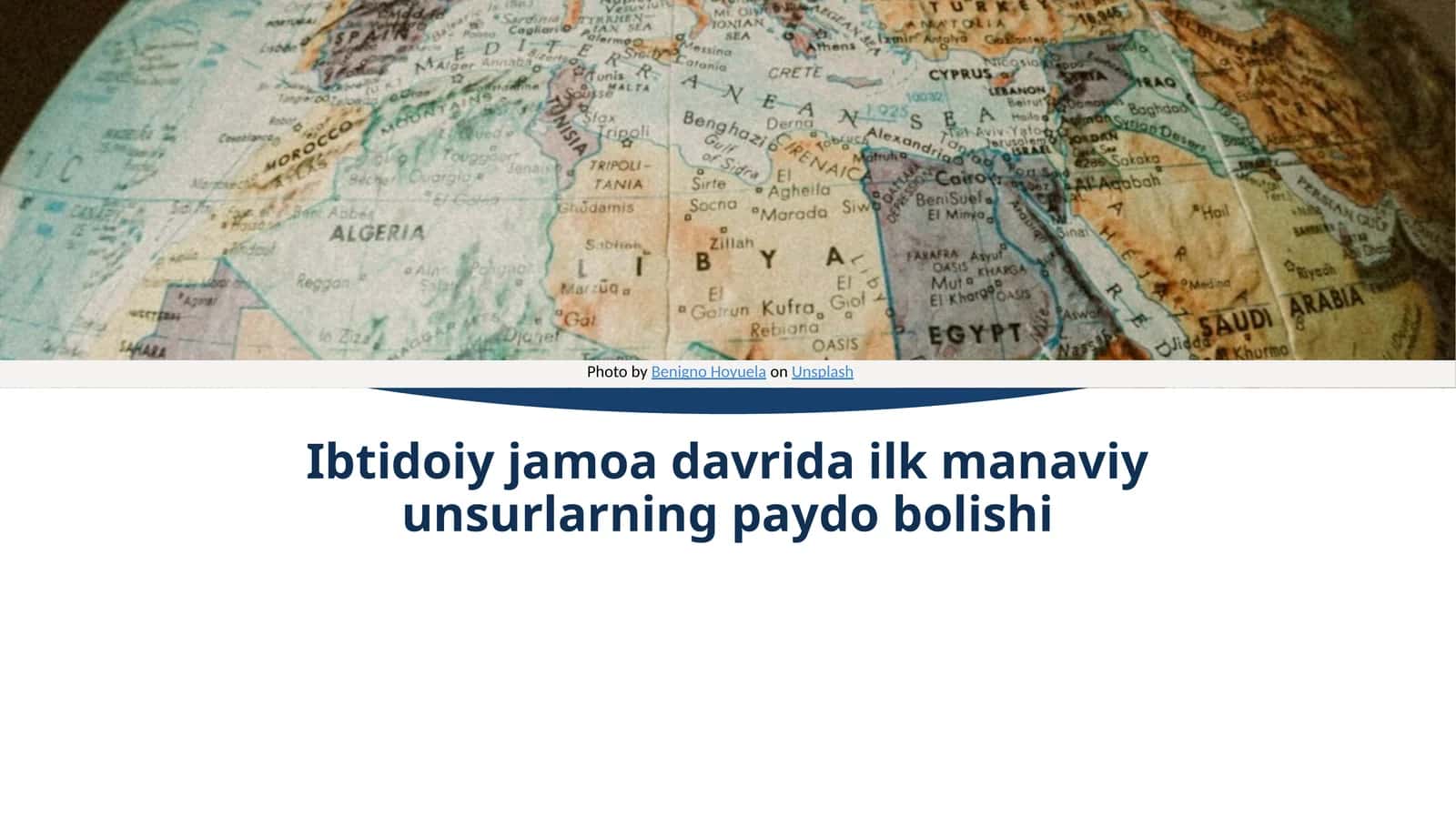Ibtidoiy jamoa davrida ilk manaviy unsurlarning paydo bolishi 1