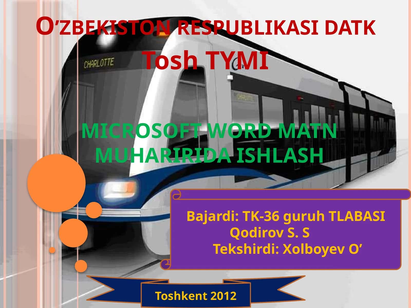 Microsoft Word matn muharirida ishlash 1