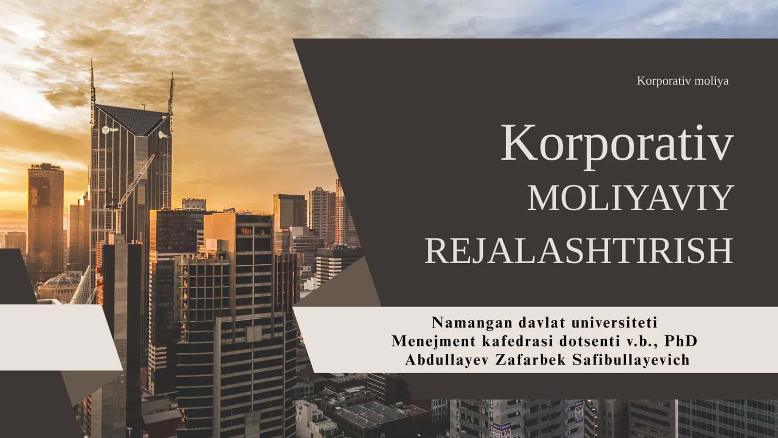 Korporativ moliya 1