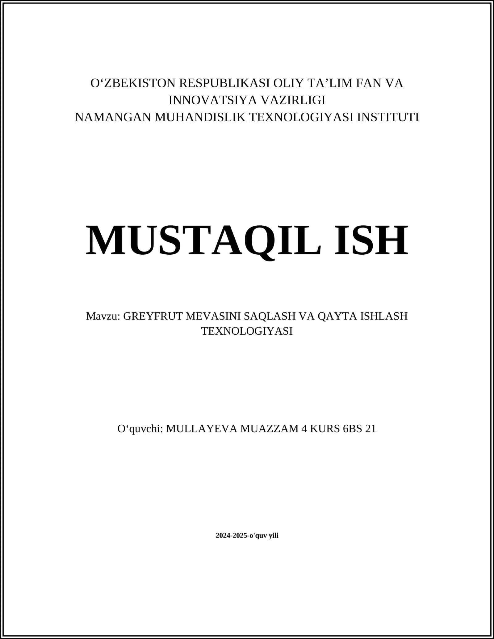 GREYFRUT MEVASINI SAQLASH VA QAYTA ISHLASH TEXNOLOGIYASI 1