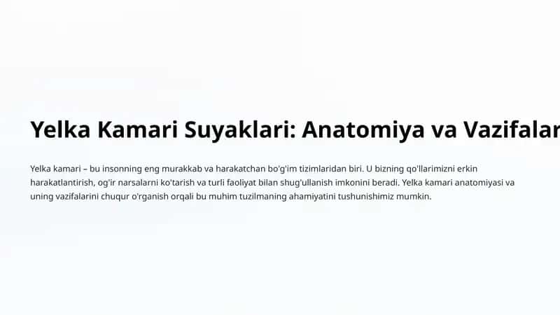 Yelka Kamari Suyaklari: Anatomiya va Vazifalar 1