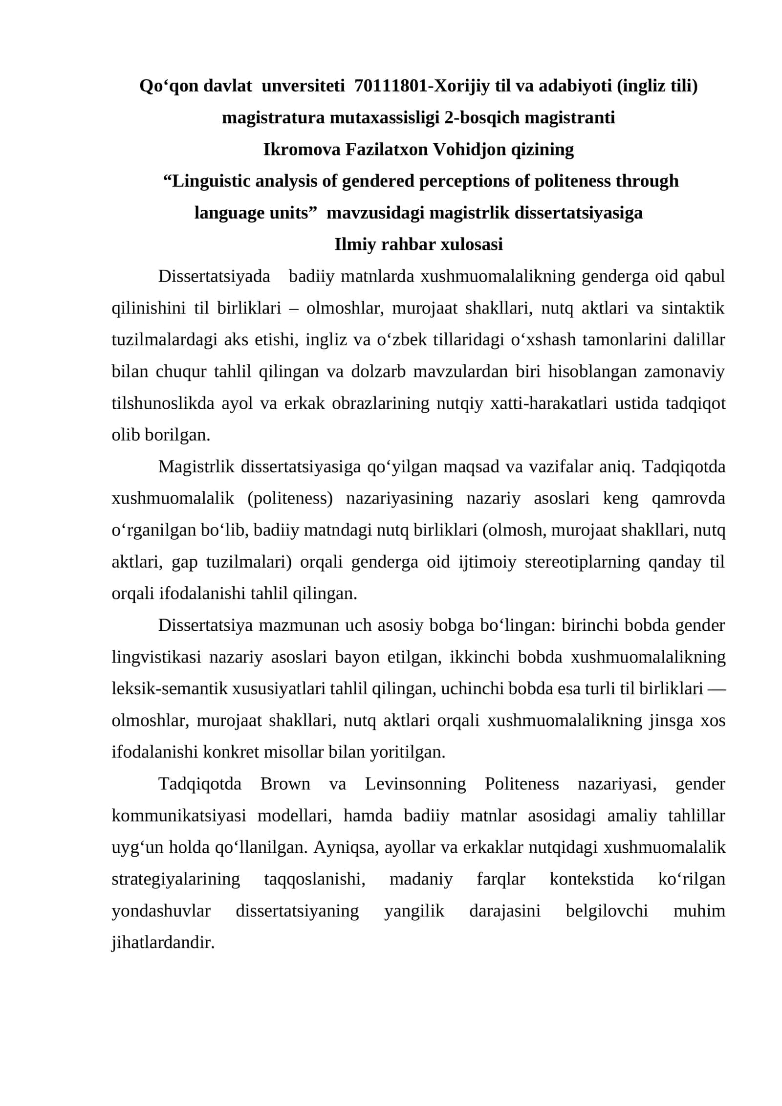 Ilmiy rahbar xulosasi 1