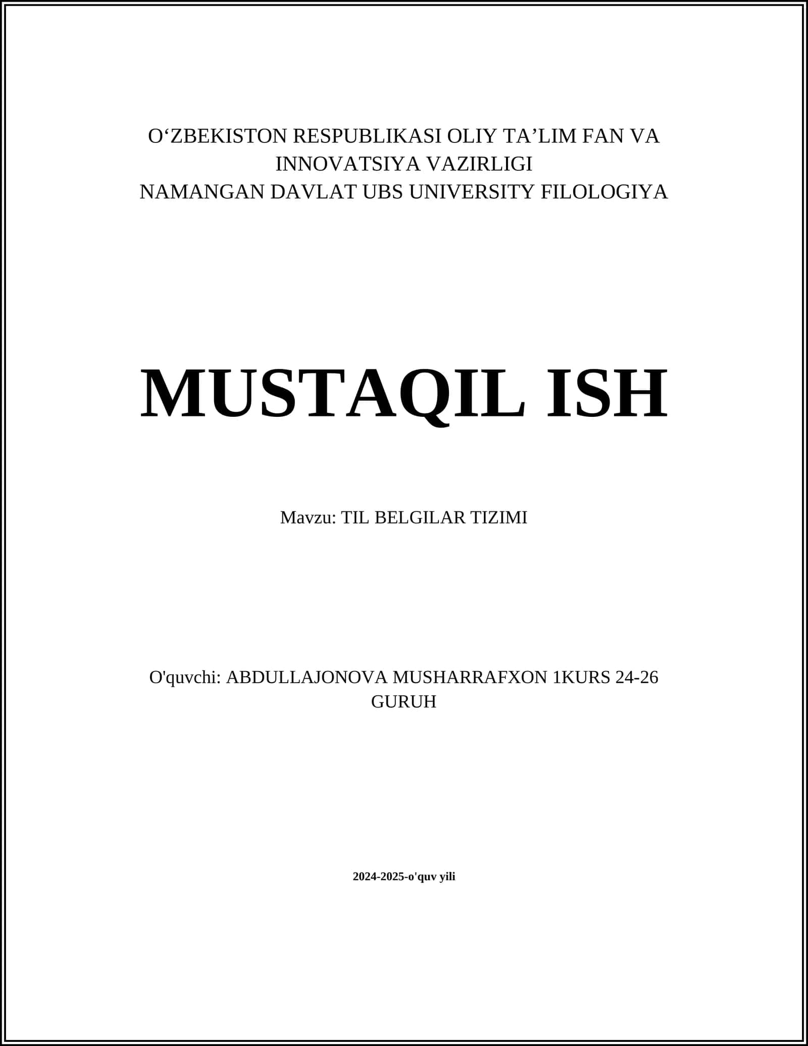 Til Belgilari Tizimi 1
