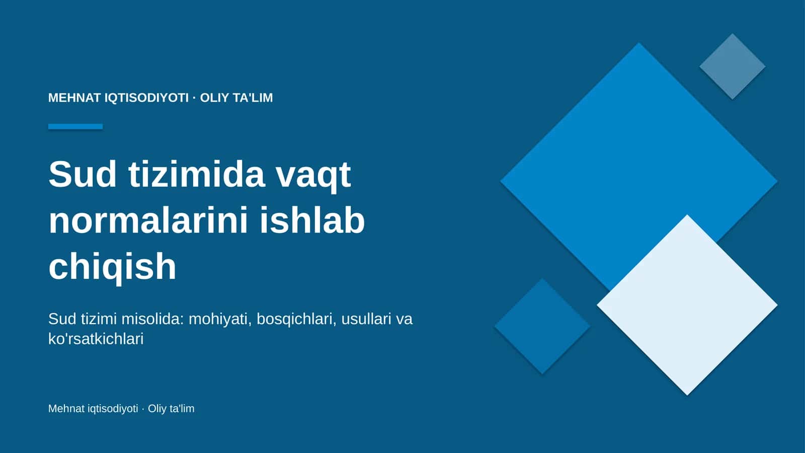 Sud tizimida vaqt normalarini ishlab chiqish 1