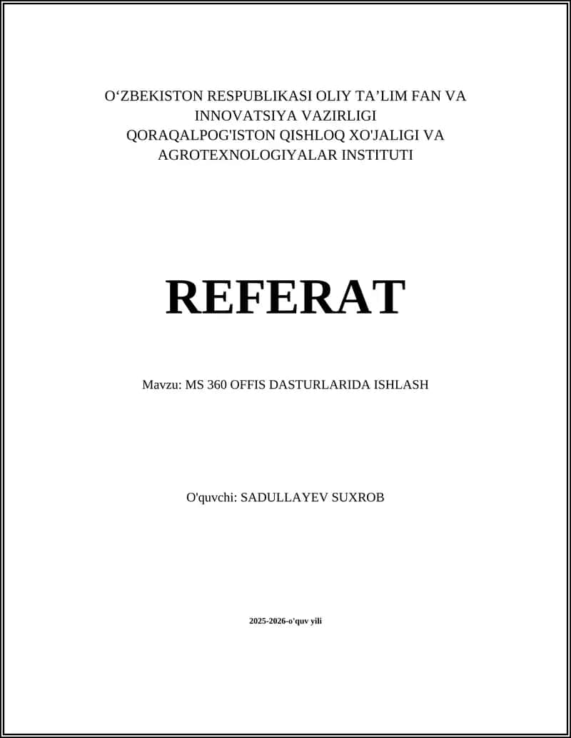 MS 360 OFFIS DASTURLARIDA ISHLASH 1