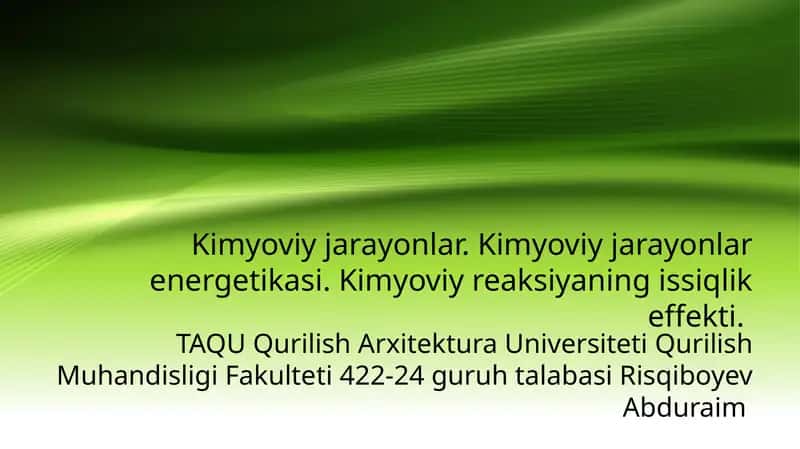 Kimyoviy jarayonlar 1