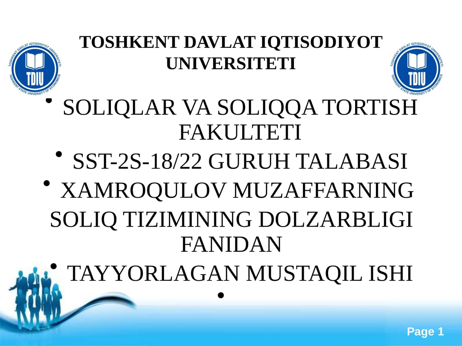 SOLIQ MASLAHATCHILARI INSTITUTINI TAKOMILLASHTIRISH 1