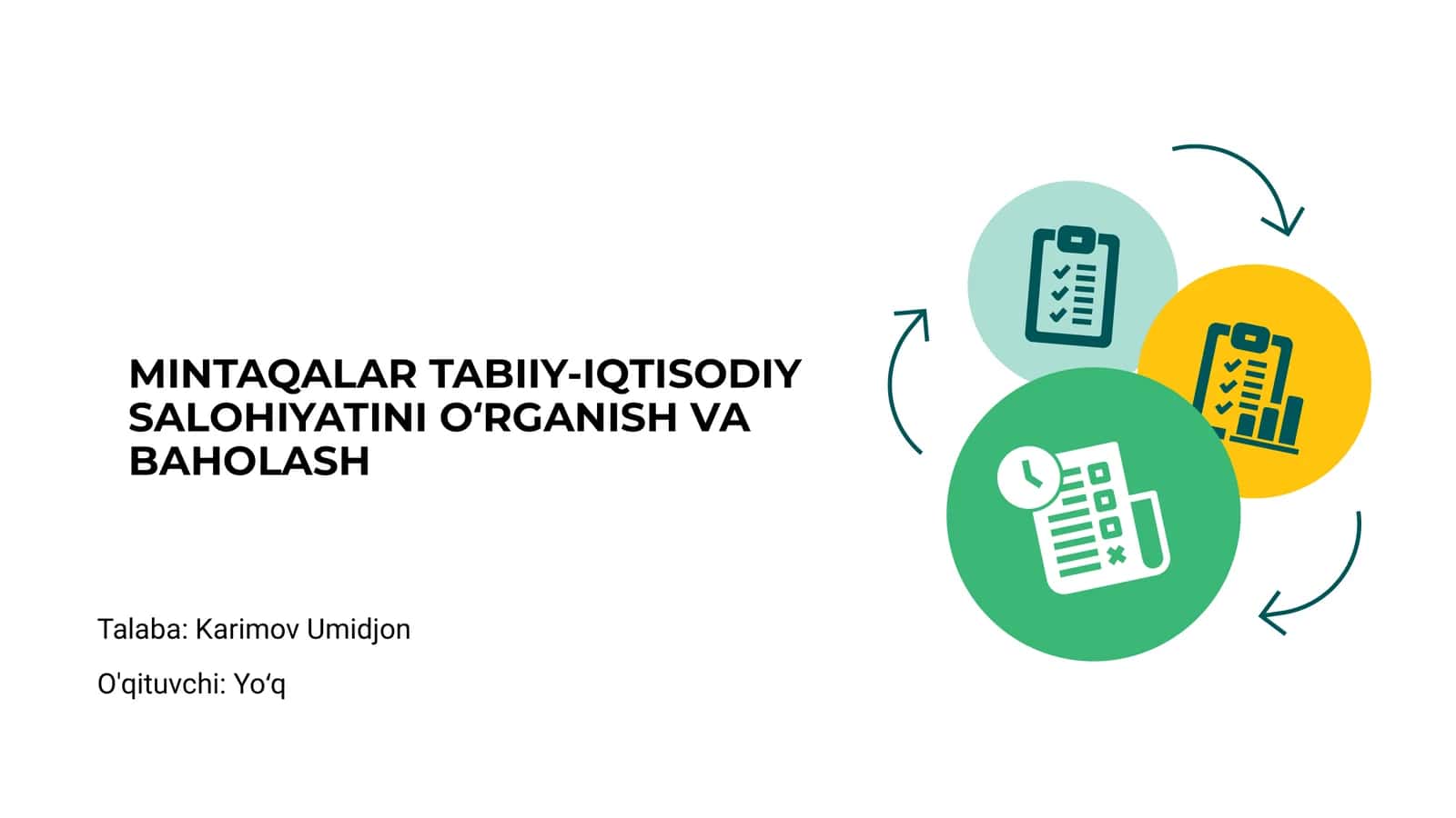 Mintaqalar Tabiiy-Iqtisodiy Saloqiyatini O‘rganish va Baholash 1