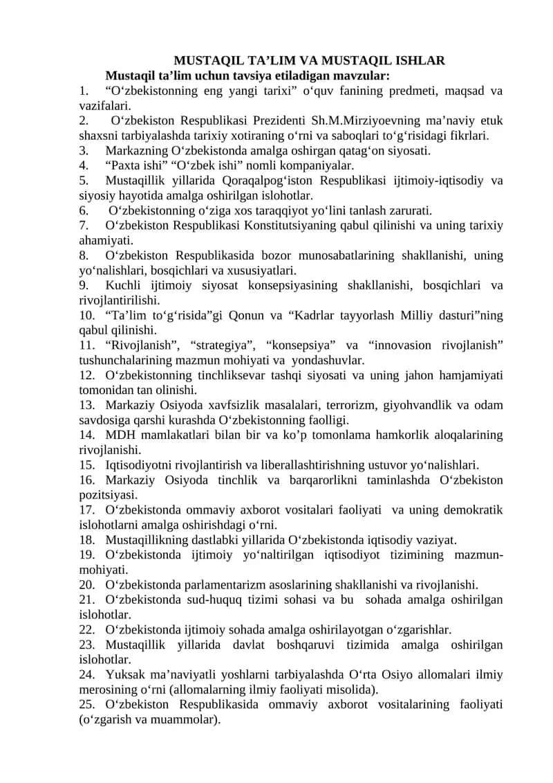 O‘zbekistonning eng yangi tarixi 1