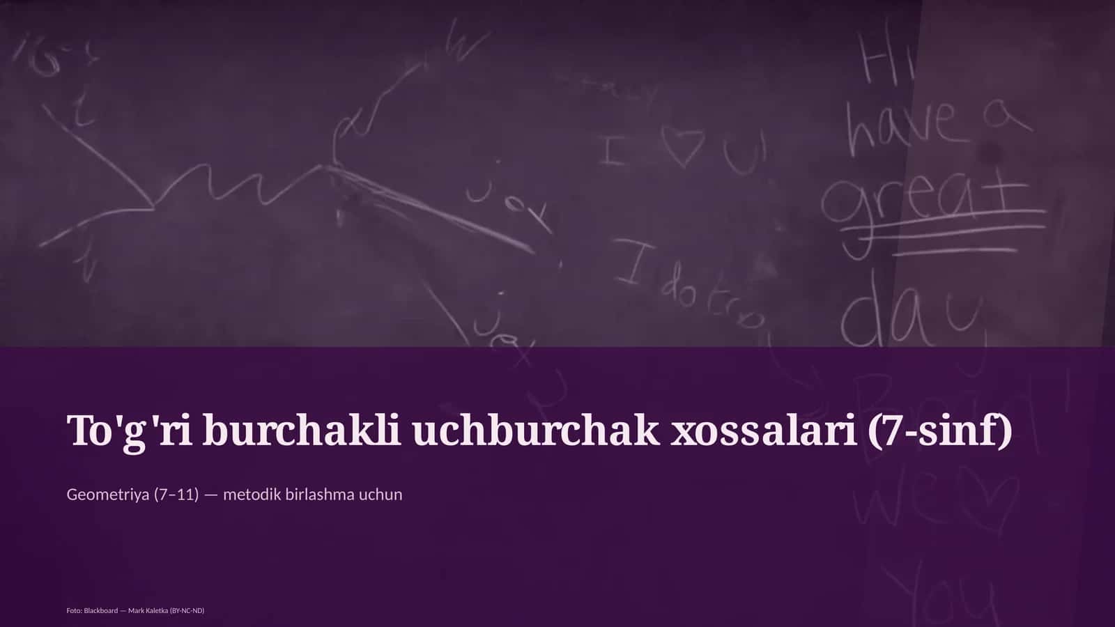 To'g'ri burchakli uchburchak xossalari (7-sinf) 1