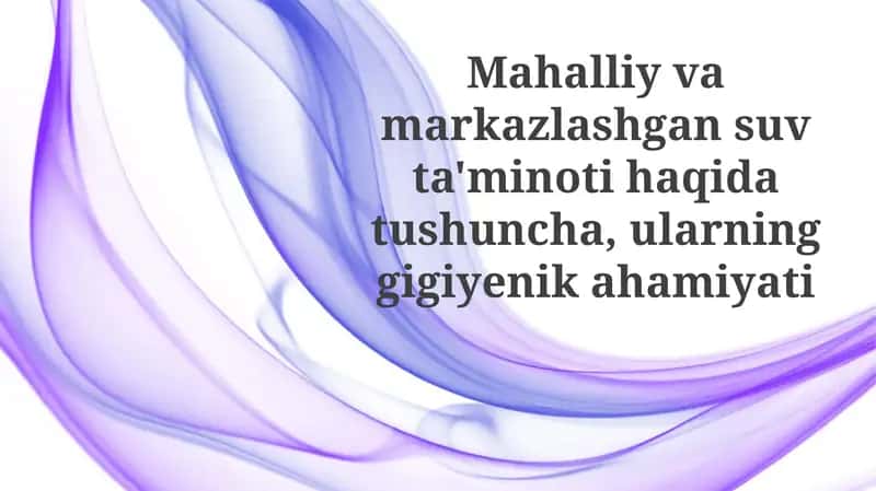 Markazlashtirilgan suv ta'minoti tizimlari 1