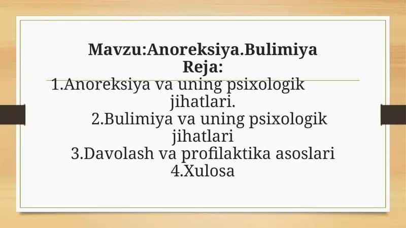 Anoreksiya va Bulimiya 1