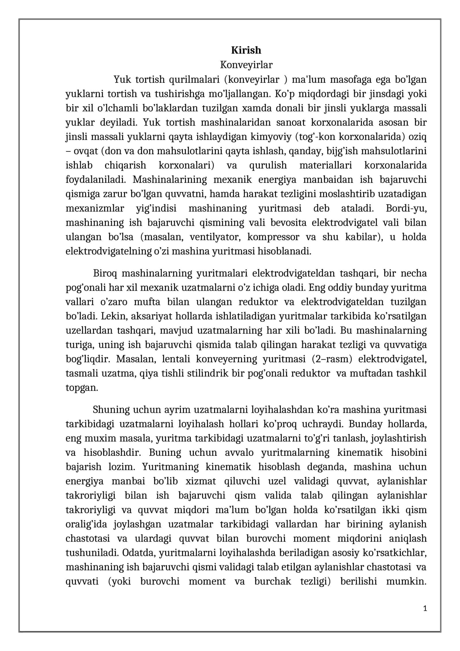 Bir pog'onsli slindrik reduktor kurs ishi hisobi bilan 1