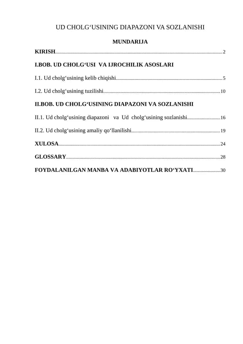 Ud cholg‘usining diapazoni va sozlanishi 1