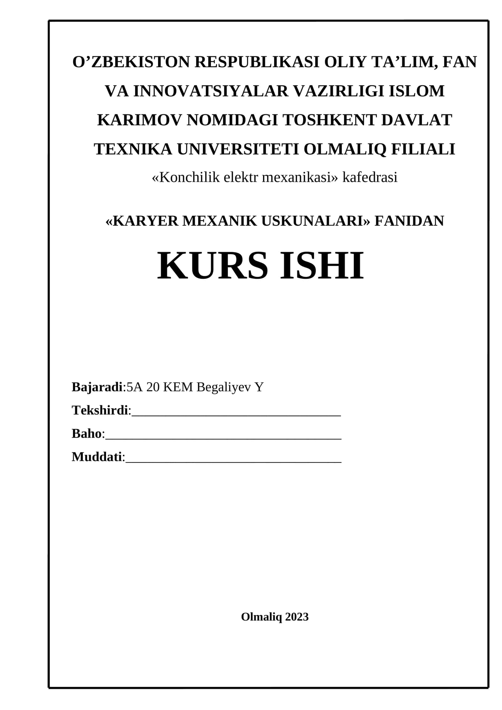 KARYER MEXANIK USKUNALARI 1