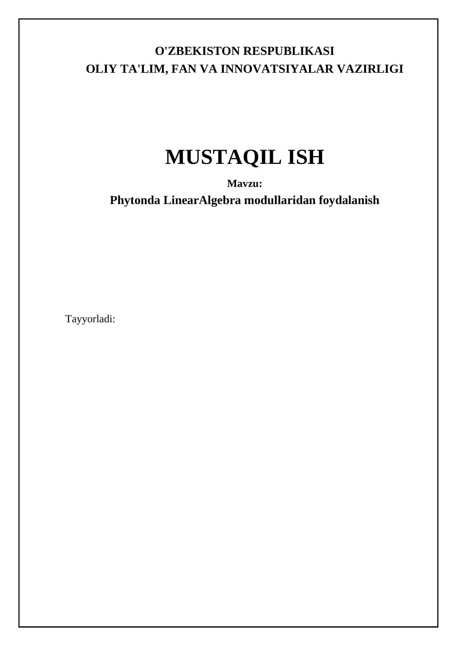 Phytonda LinearAlgebra modullaridan foydalanish 1