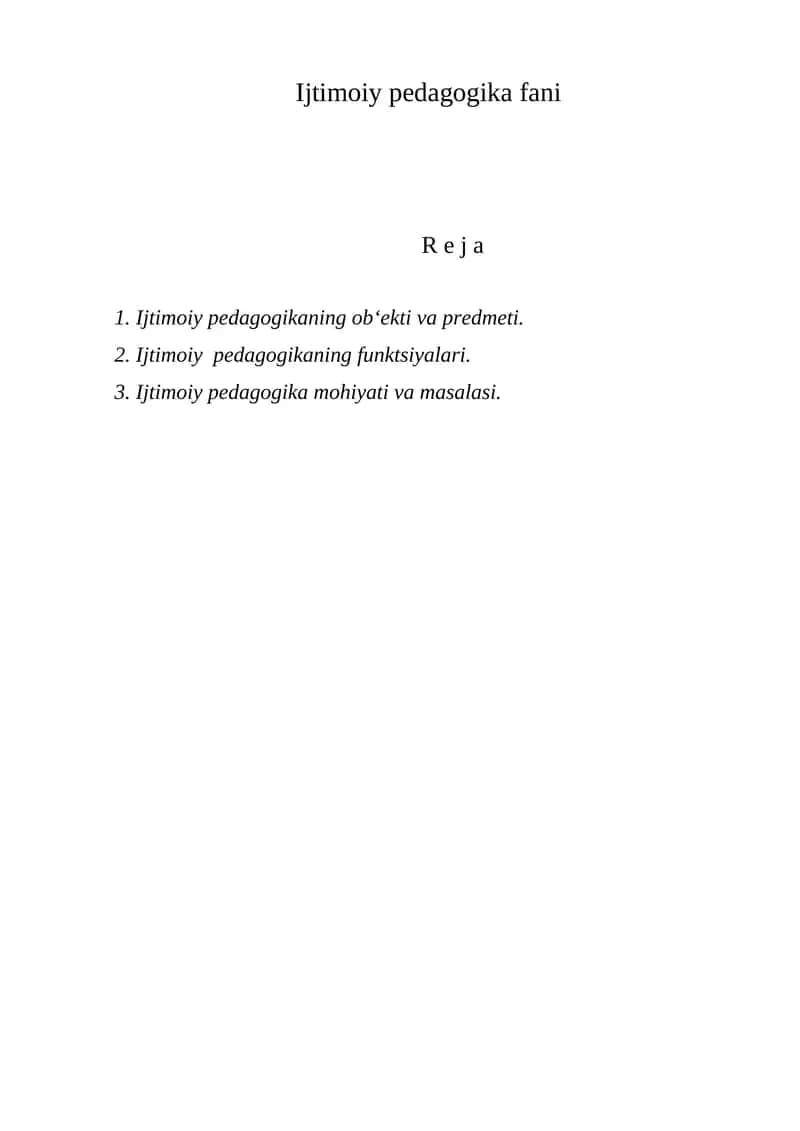Ijtimoiy pedagogika fani 1