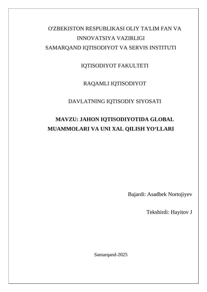 DAVALATNING IQTISODIY SIYOSATI 1