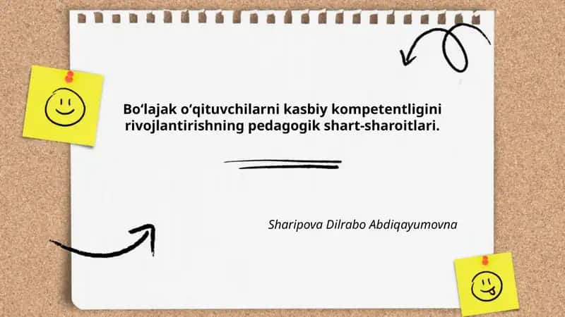 Boʻlajak oʻqituvchilarni kasbiy kompetentligini rivojlantirishning pedagogik shart-sharoitlari 1