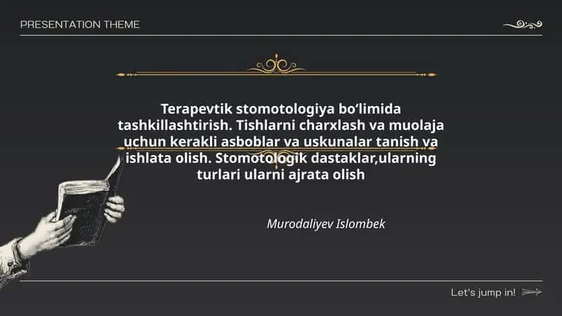 Terapevtik stomotologiya boʻlimida tashkillashtirish 1