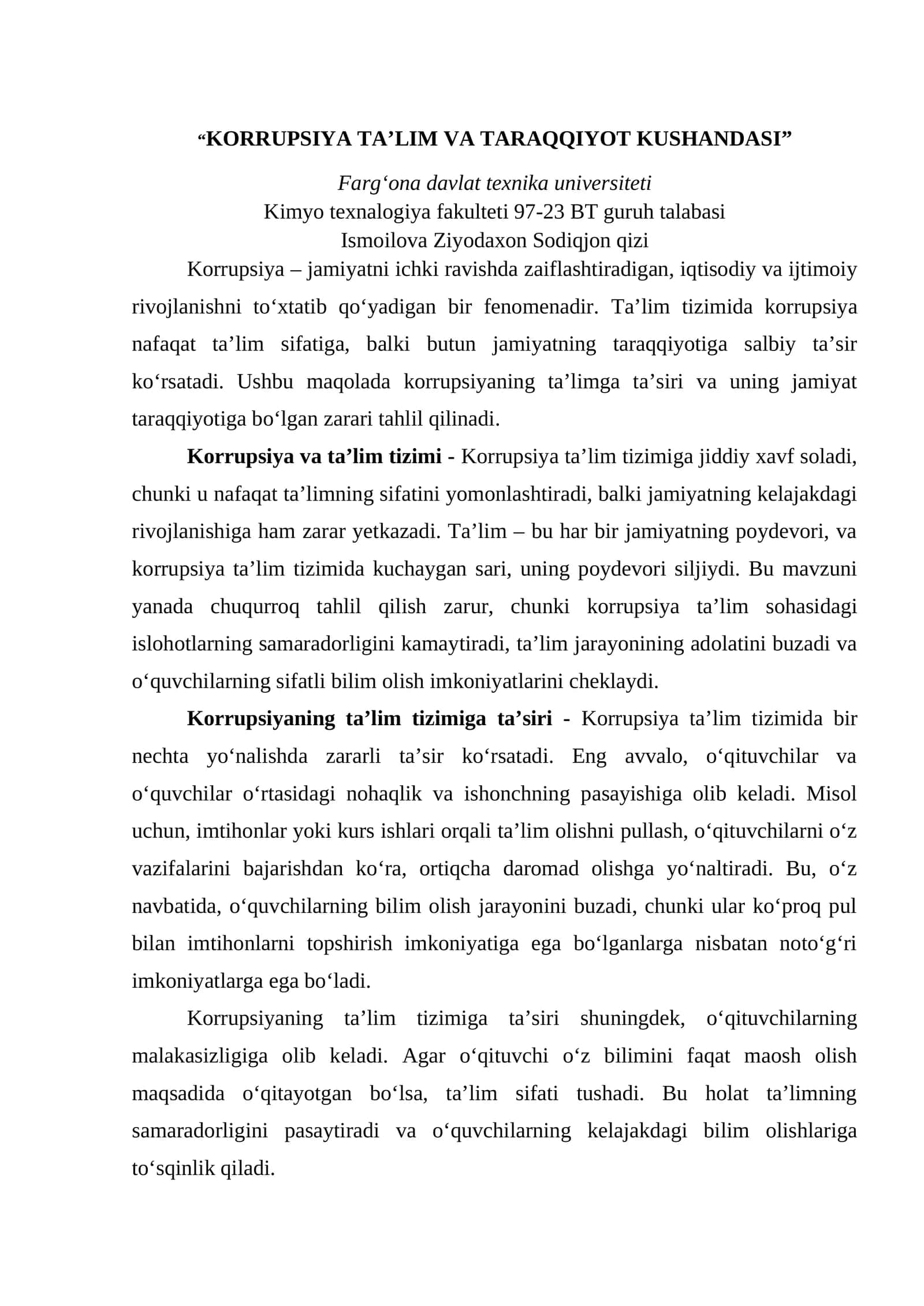 KORRUPSIYA TA’LIM VA TARAQQIYOT KUSHANDASI 1