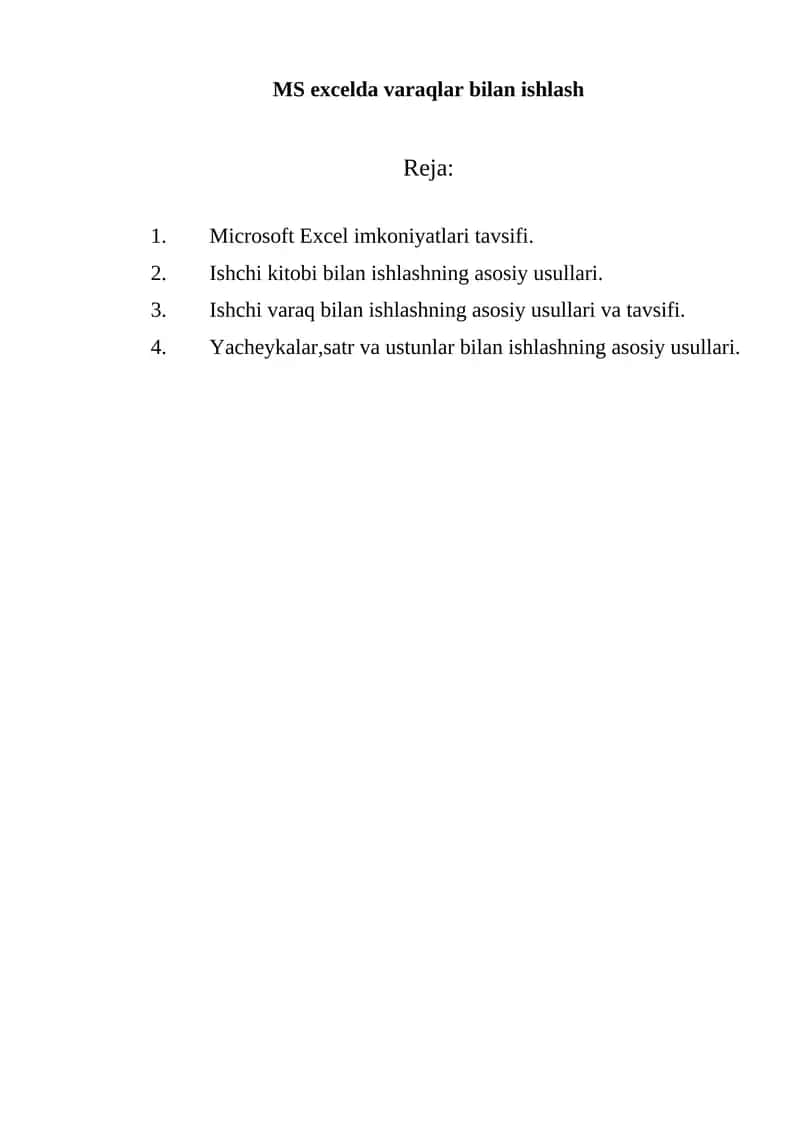 Microsoft Excel 1