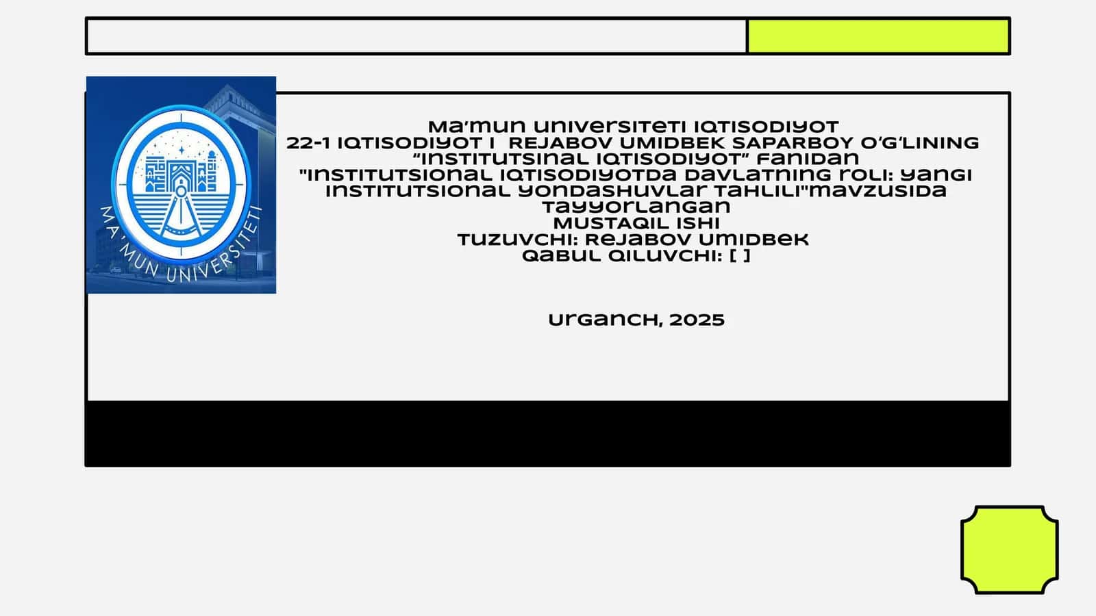 Institutsional iqtisodiyotda davlatning roli: yangi institutsional yondashuvlar tahlili 1