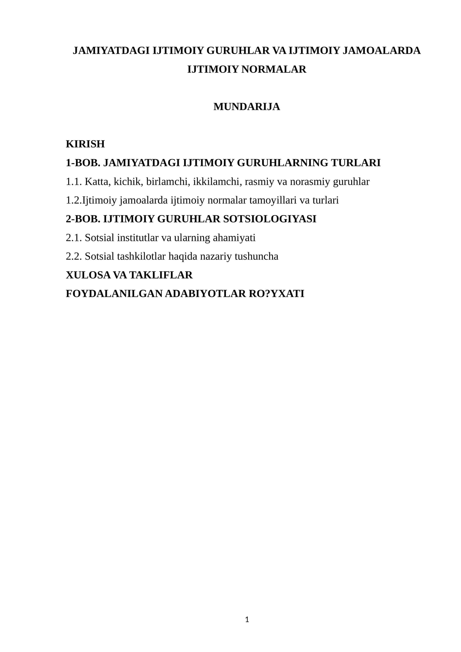 Ijtimoiy Guruhlar va Ijtimoiy Jamoalarda Ijtimoiy Normalar 1