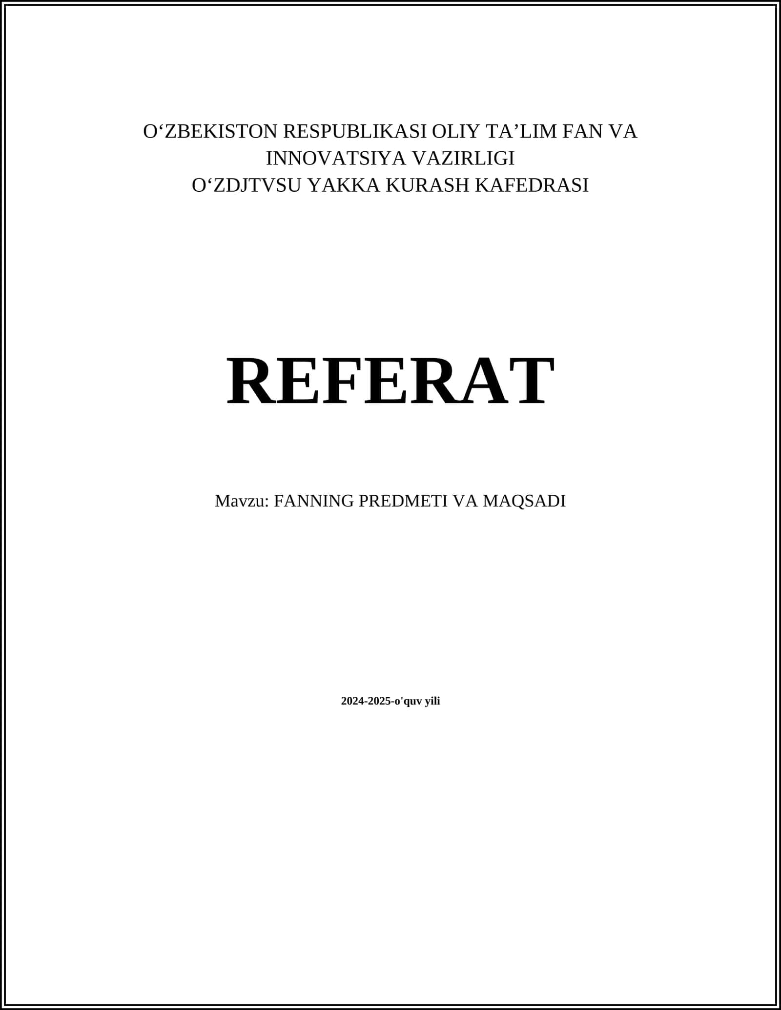 FANNING PREDMETI VA MAQSADI 1