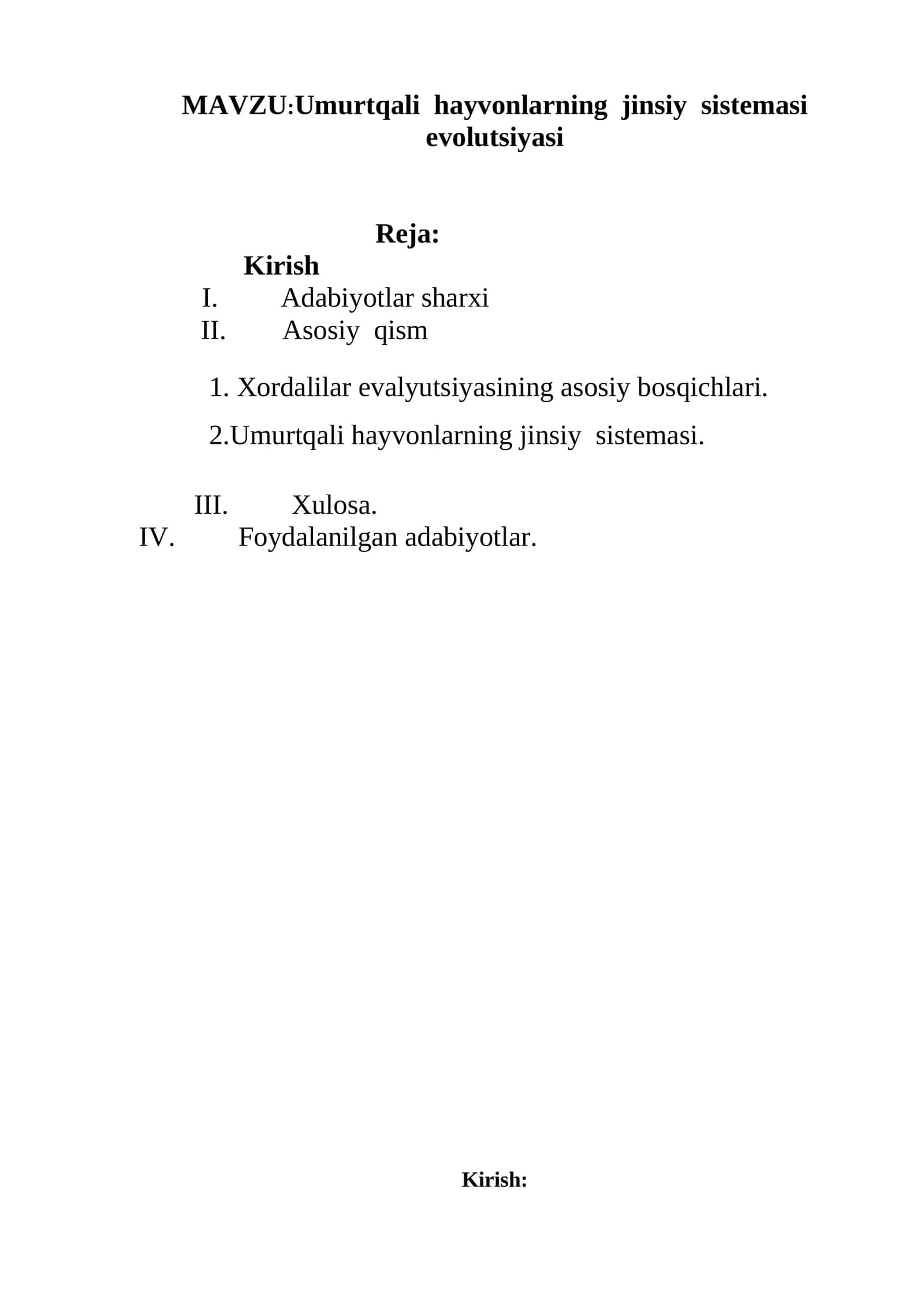 Umurtqali hayvonlarning jinsiy sistemasi evolutsiyasi 1