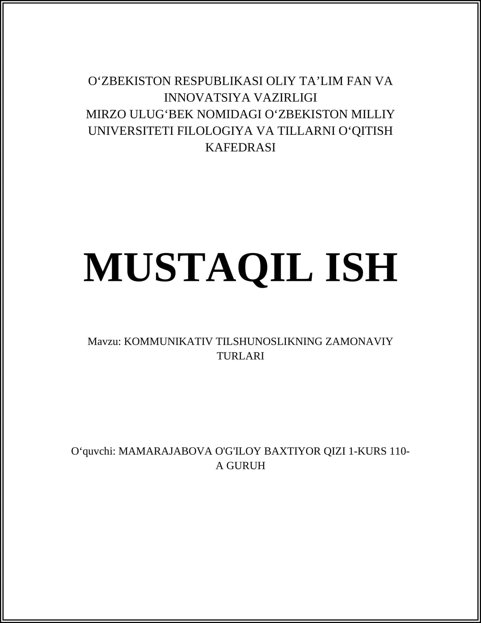 KOMMUNIKATIV TILSHUNOSLIKNING ZAMONAVIY TURLARI 1