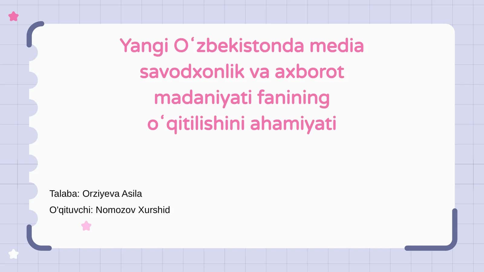 Yangi Oʻzbekistonda media savodxonlik va axborot madaniyati fanining oʻqitilishi 1